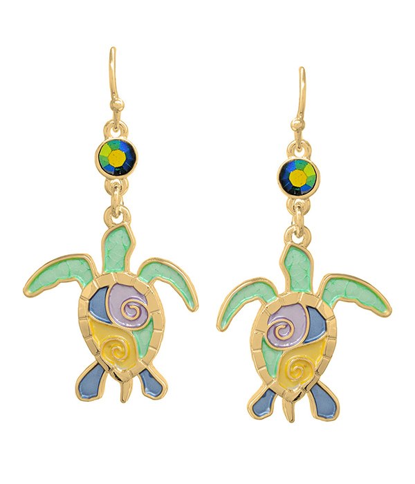 Sealife theme epoxy turtle earring