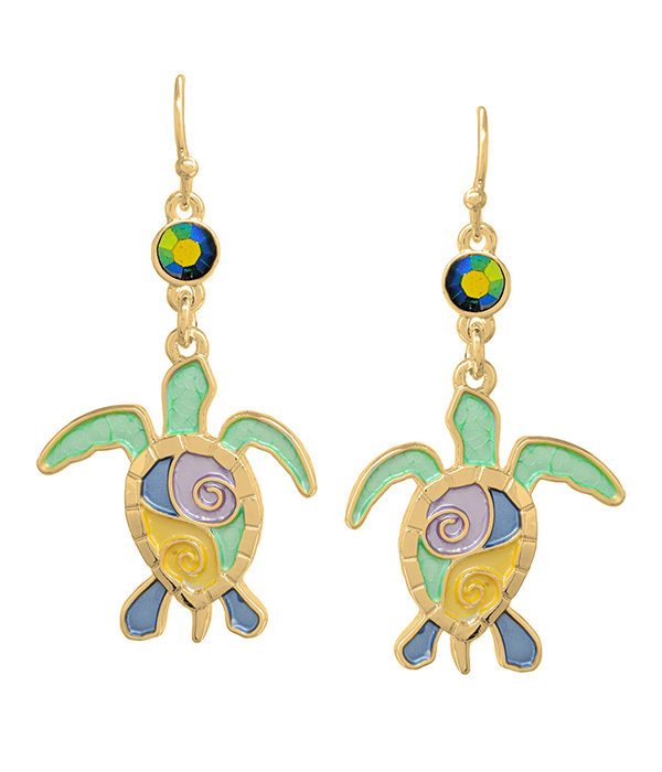 SEALIFE THEME EPOXY TURTLE EARRING