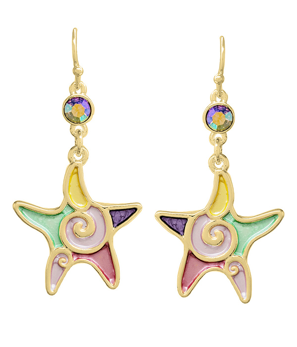Sealife theme epoxy starfish earring