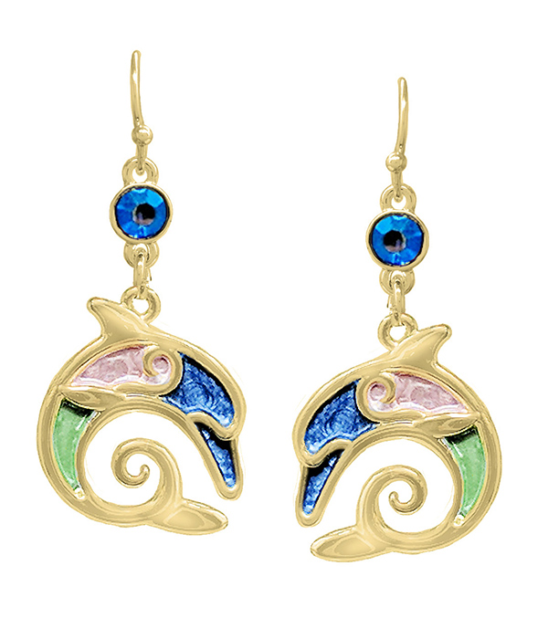 Sealife theme epoxy dolphin earring