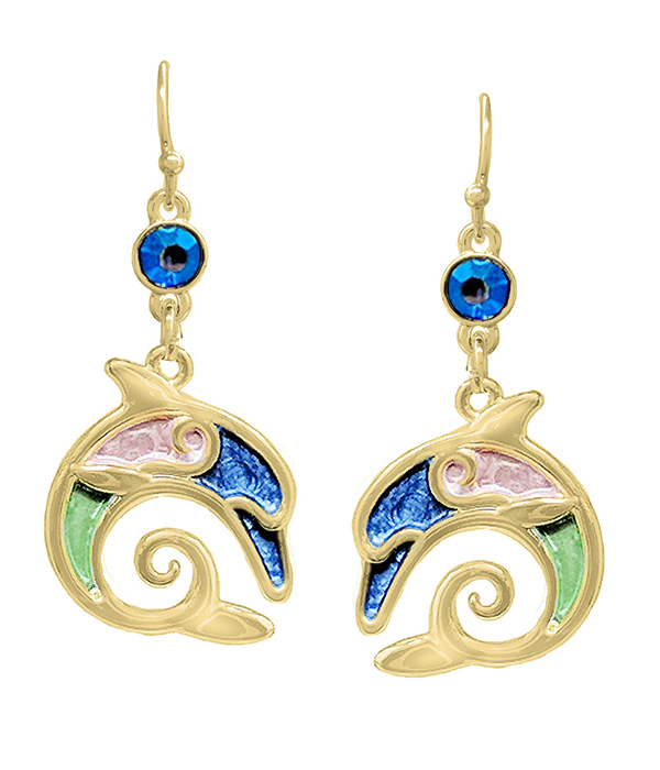 SEALIFE THEME EPOXY DOLPHIN EARRING