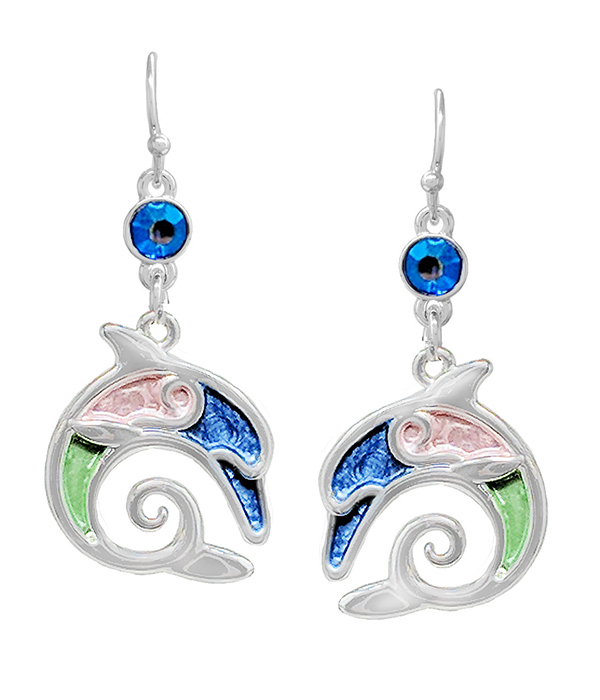 Sealife theme epoxy dolphin earring