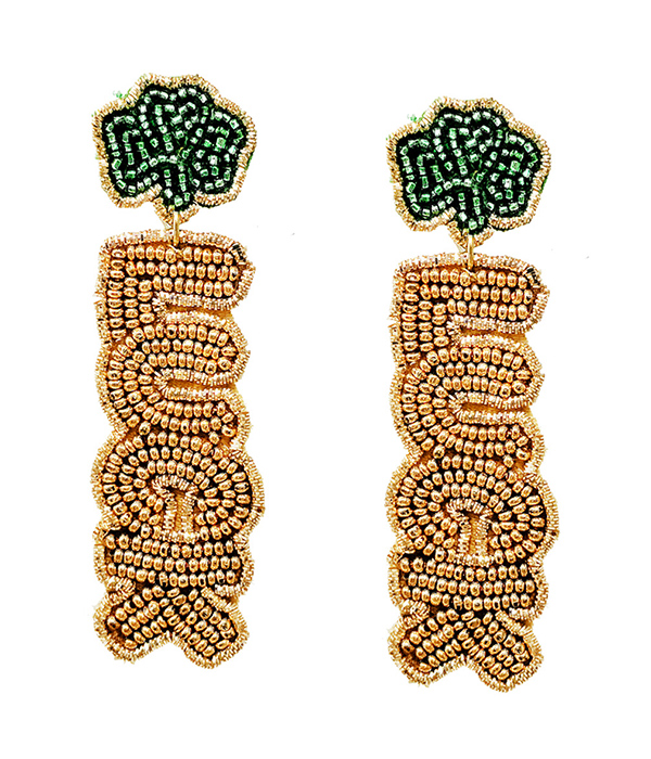 MULTI SEEDBEAD ST PATRICK DAY EARRING - LUCK