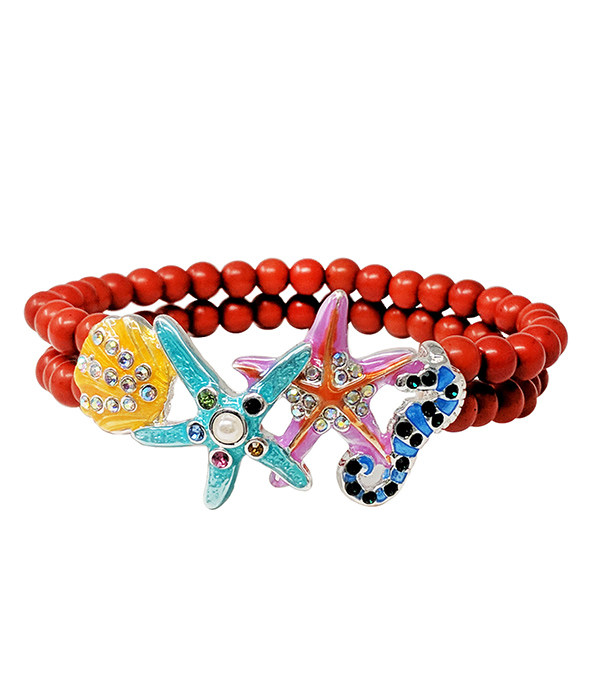 SEALIFE THEME DOUBLE STRETCH BRACELET - STARFISH