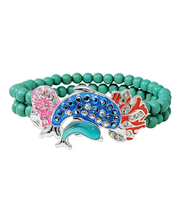 Sealife theme double stretch bracelet - dolphin