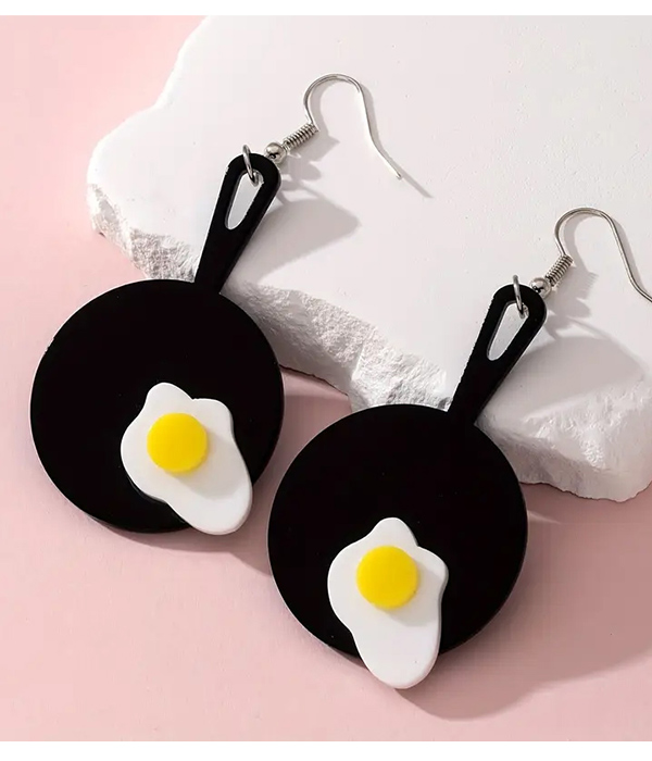 Frying pan and egg acrylic earring