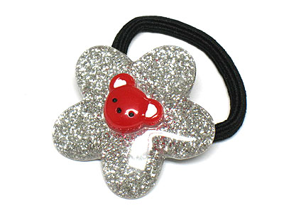 Bear top glittering kids pony tail holder