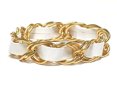Nautical theme suede screwed crew chain bracelet