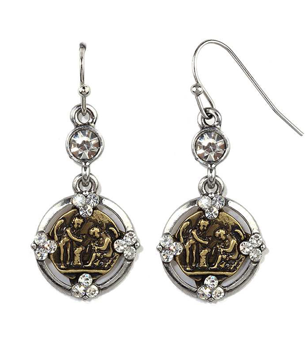Crystal and coin drop earring
