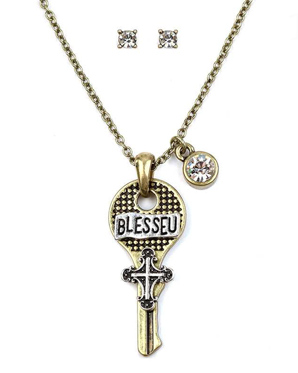 Key pendant necklace set - blessed