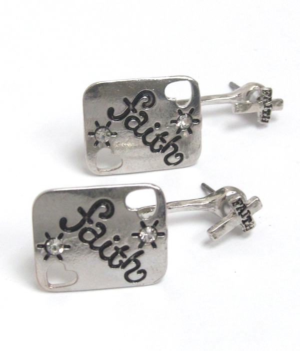 C cup cross faith earring