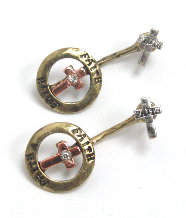 C cup cross faith earring