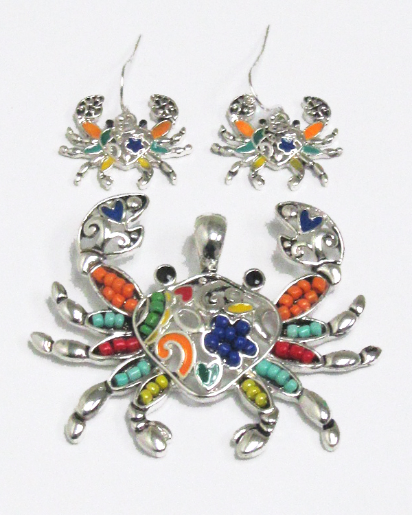 Mosaic crab pendant set