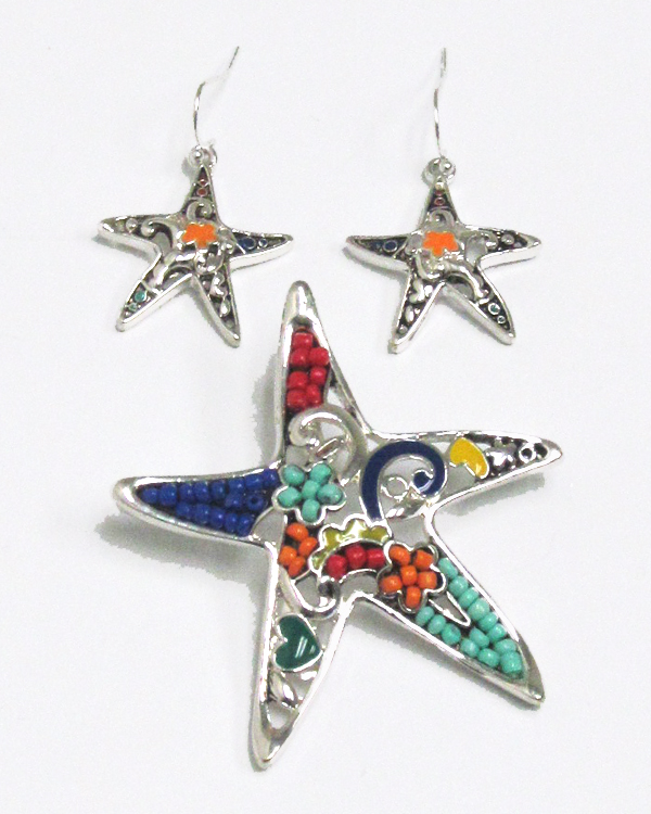 Mosaic starfish  pendant set 