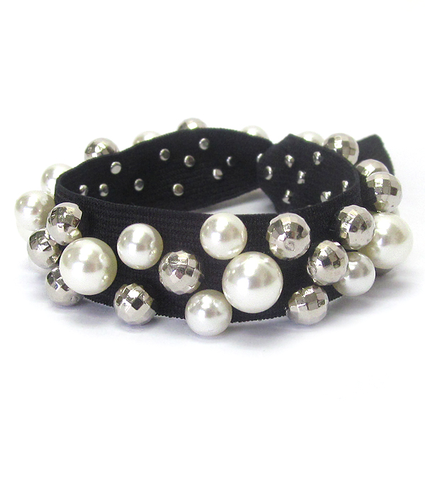 FRESHWATER PEARL FABRIC STRETCH BRACELET