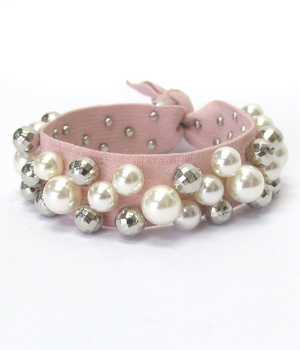 Freshwater pearl fabric stretch bracelet