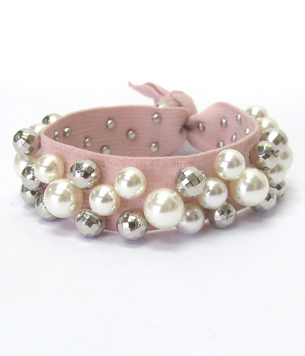 FRESHWATER PEARL FABRIC STRETCH BRACELET