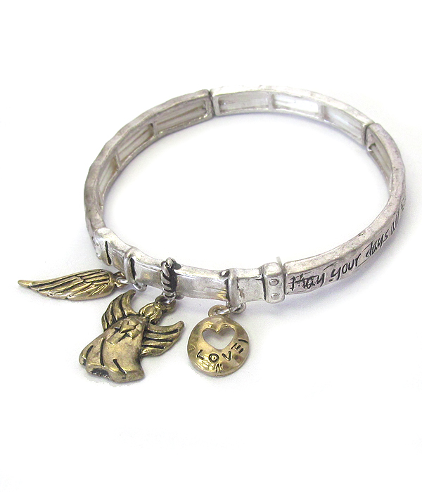 Religious inspiration message stretch bracelet - angel blessing