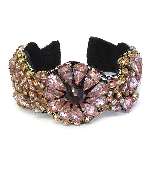 Facet stone mix bangle bracelet