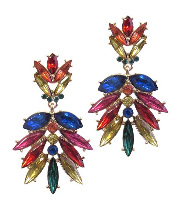 Multi crystal mix drop earring