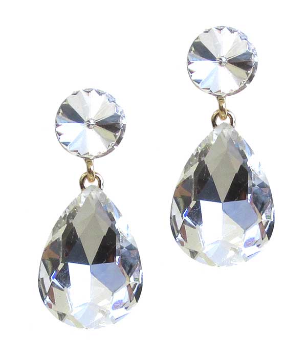 FACET STONE TEARDROP EARRING