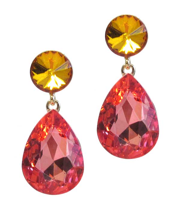 FACET STONE TEARDROP EARRING