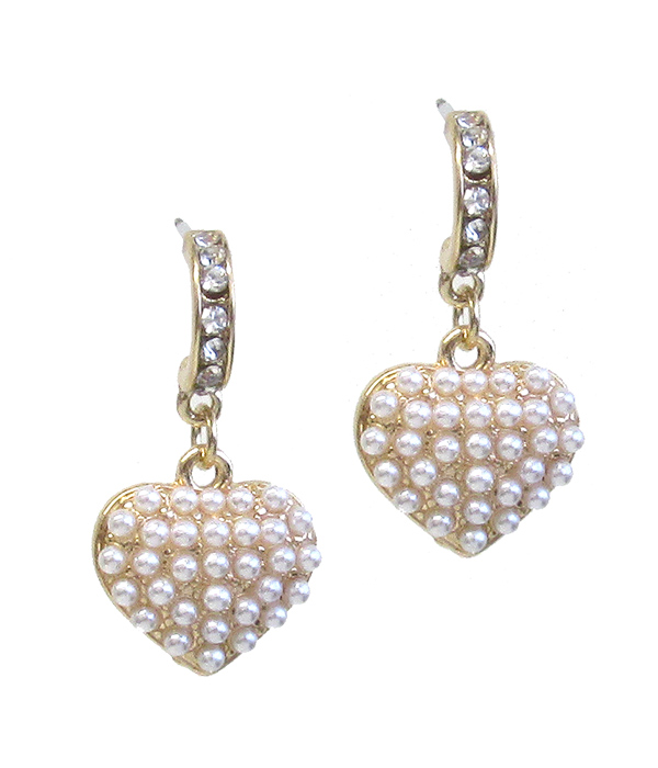 CRYSTAL HEART DANGLE EARRING -valentine