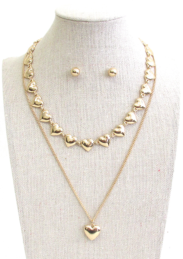 Multi heart double necklace set -valentine