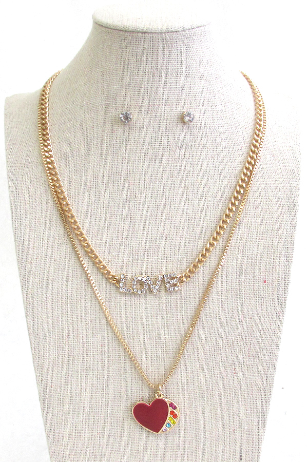 Love theme double necklace set -valentine
