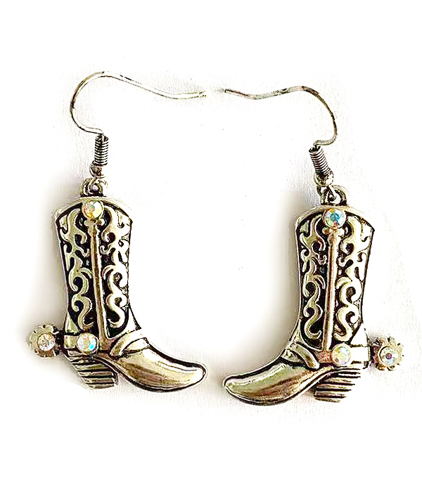 Cowboy boot metal earring