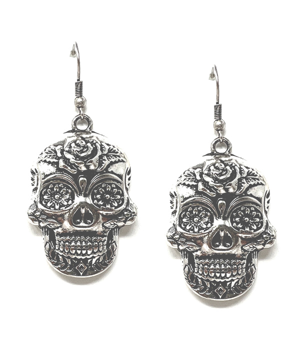 METAL SUGAR SKULL EARRING