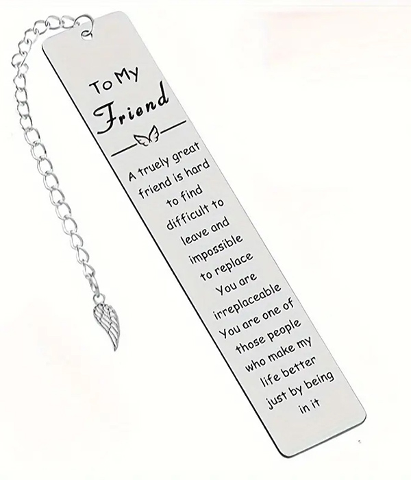 Friend theme stainless steel bookmark