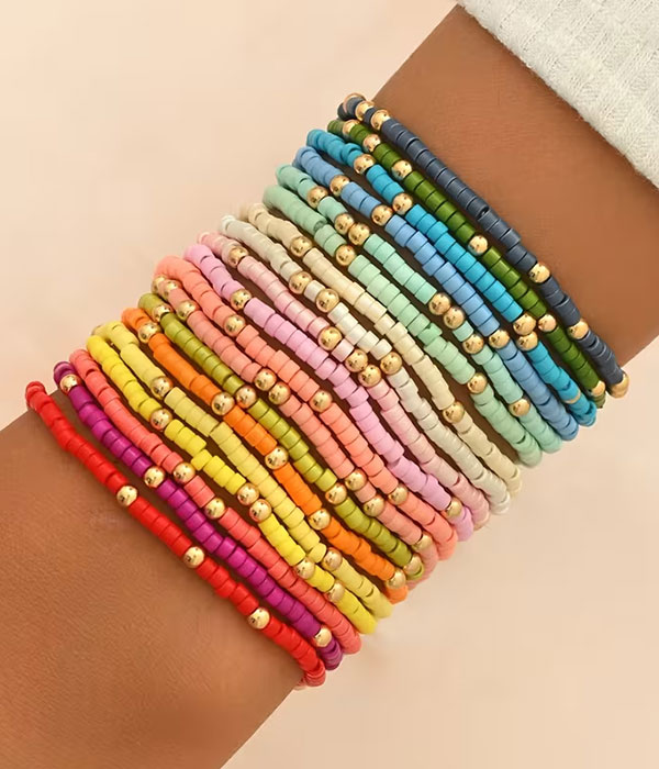Seedbead stackalble stretch bracelet set