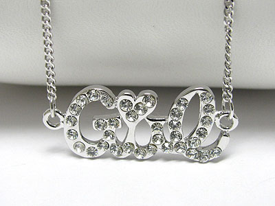 MADE IN KOREA WHITEGOLD PLATING CRYSTAL GIRL NECKLACE