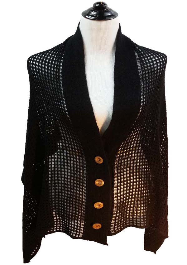 Knit and crochet with button shawl or stoles