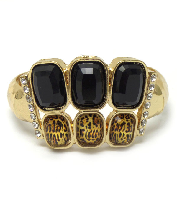 Animal print and crystal stretch bracelet
