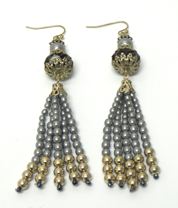 China glass with ball tassel fish hook earrings 
