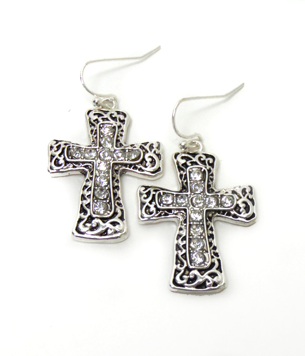 Textured metal fish hook earrings