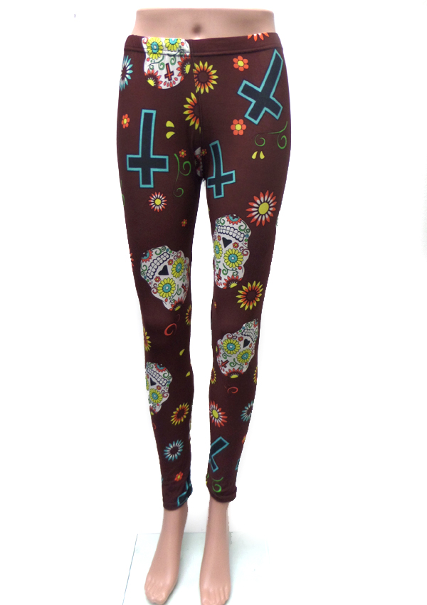 Sugar skull and cross leggings