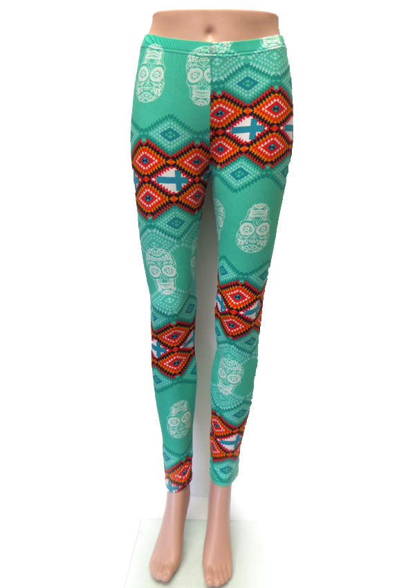 Sugar skull tribal leggings