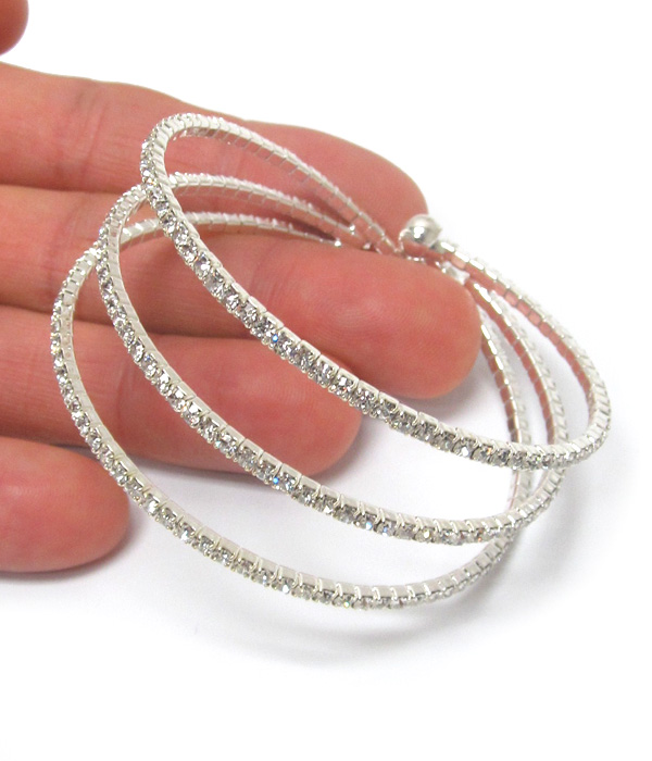 Memory wire rhinestone triple line bracelet