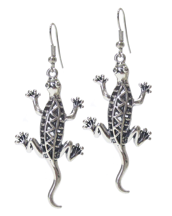 Vintage tibetan silver filigree lizard earrings