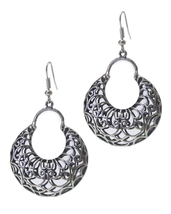 Vintage tibetan silver metal filigree earring