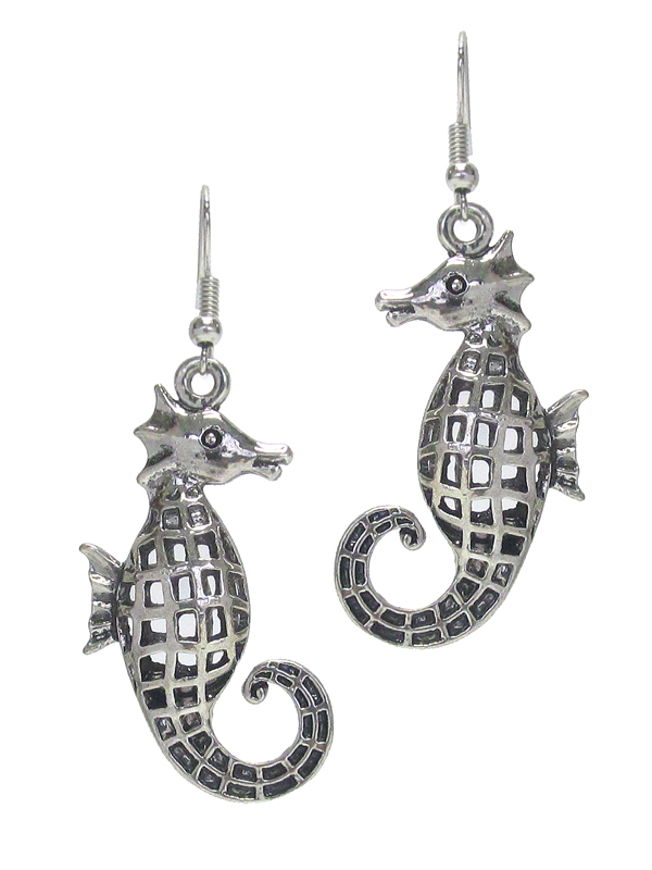 Vintage tibetan silver sea horse earring