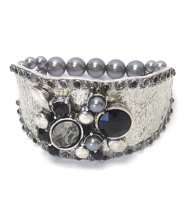 Facet glass mix stretch bracelet