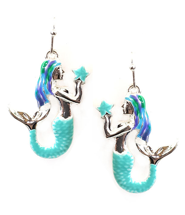 Sealife theme epoxy earring - mermaid