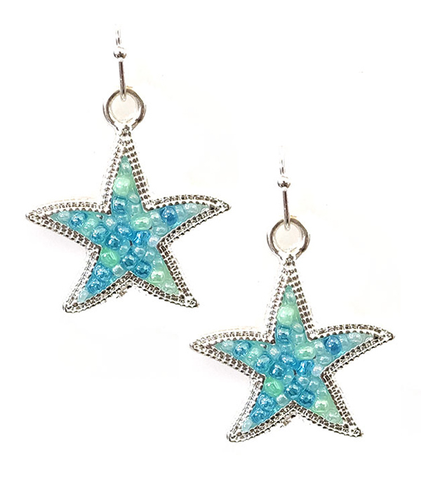 SEALIFE THEME MULTI SEEDBEAD EARRING - STARFISH