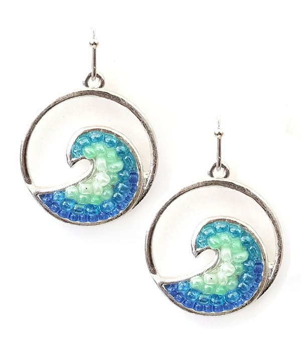 SEALIFE THEME MULTI SEEDBEAD EARRING - WAVE