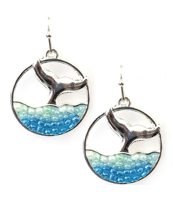 Sealife theme multi seedbead earring - mermaid tail