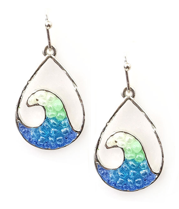 SEALIFE THEME MULTI SEEDBEAD EARRING - WAVE